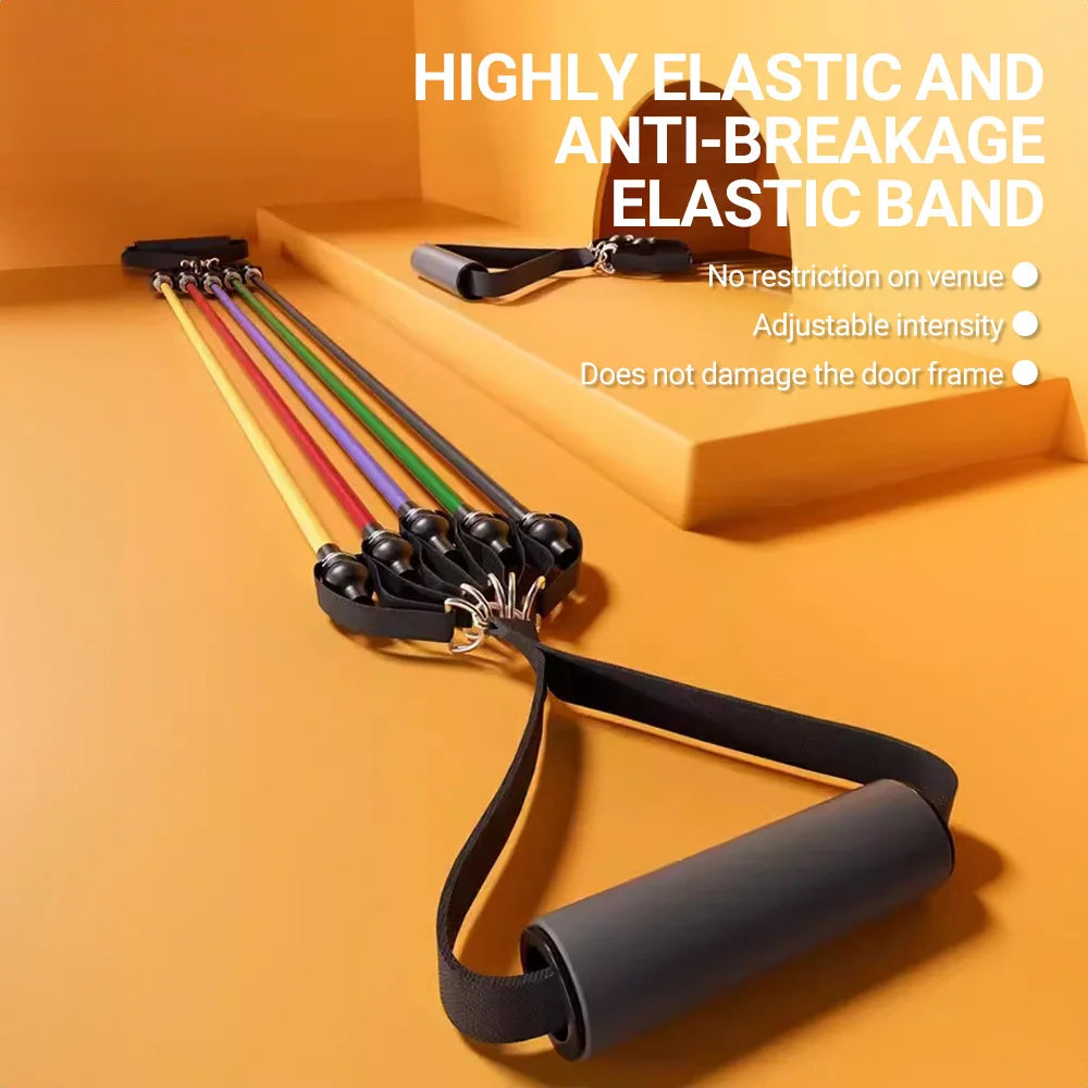 “resistance bands set for muscle training and home workout”