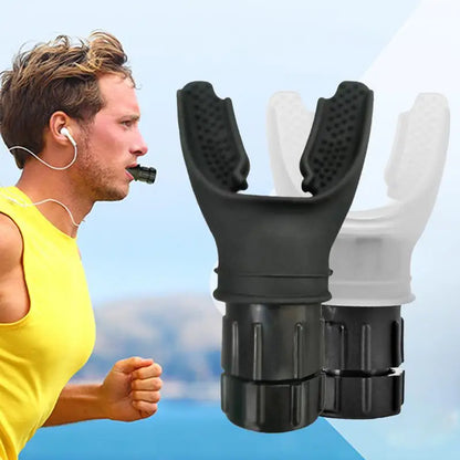 Dispositivo de treino respiratório com resistência ajustável, lung trainer com design ergonómico em silicone.