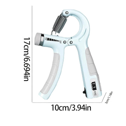 Hand Grip Ajustável 5-60kg com Contador em cor azul, ideal para treino de força das mãos e antebraços.