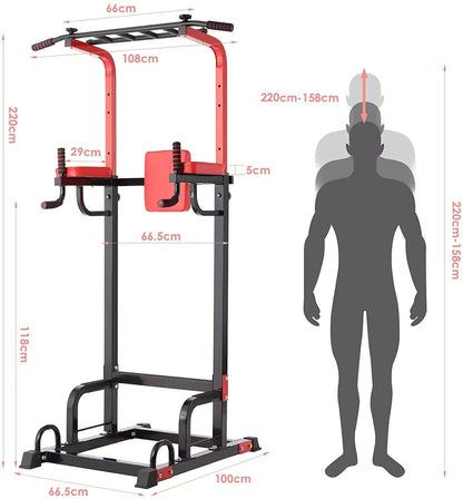Power Tower Pull up Bar Strength Bodybuilding Standing 200Kg Workout Equipments Ultra-Functional Dip Station Home Fitness
