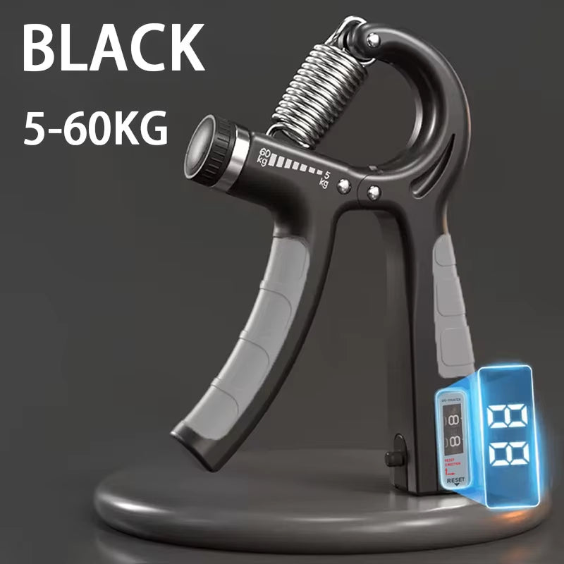 Hand Grip Ajustável 5-60kg com Contador em cor azul, ideal para treino de força das mãos e antebraços.