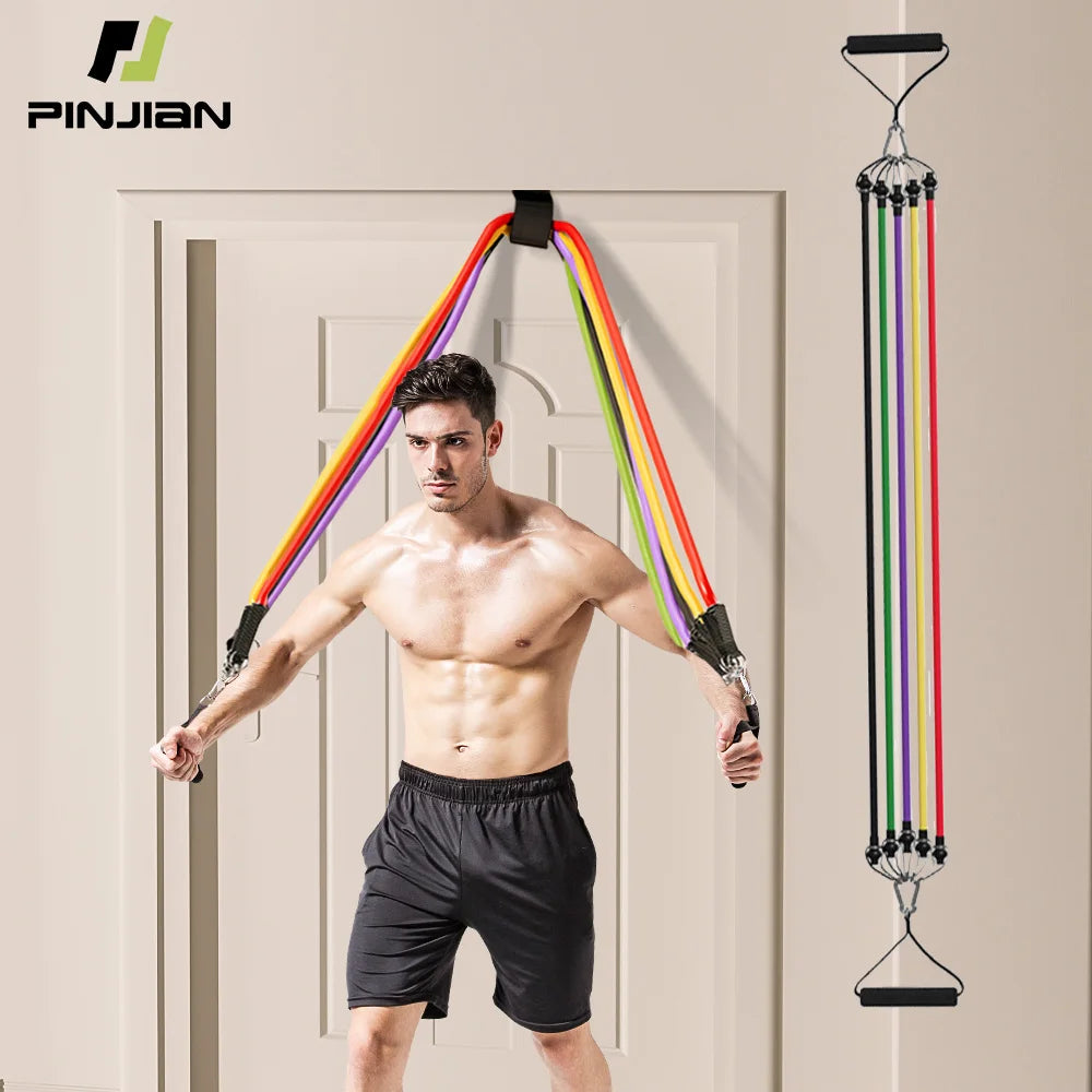 “resistance bands set for muscle training and home workout”