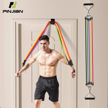 “resistance bands set for muscle training and home workout”