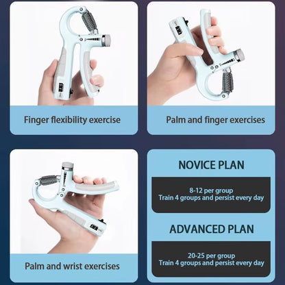 Hand Grip Ajustável 5-60kg com Contador, exercitando dedos e punhos