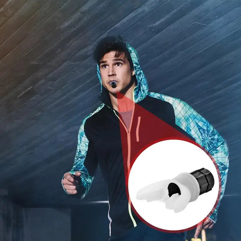 Dispositivo de treino respiratório com resistência ajustável, lung trainer com design ergonómico em silicone.