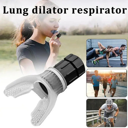 Dispositivo de treino respiratório com resistência ajustável, lung trainer com design ergonómico em silicone.