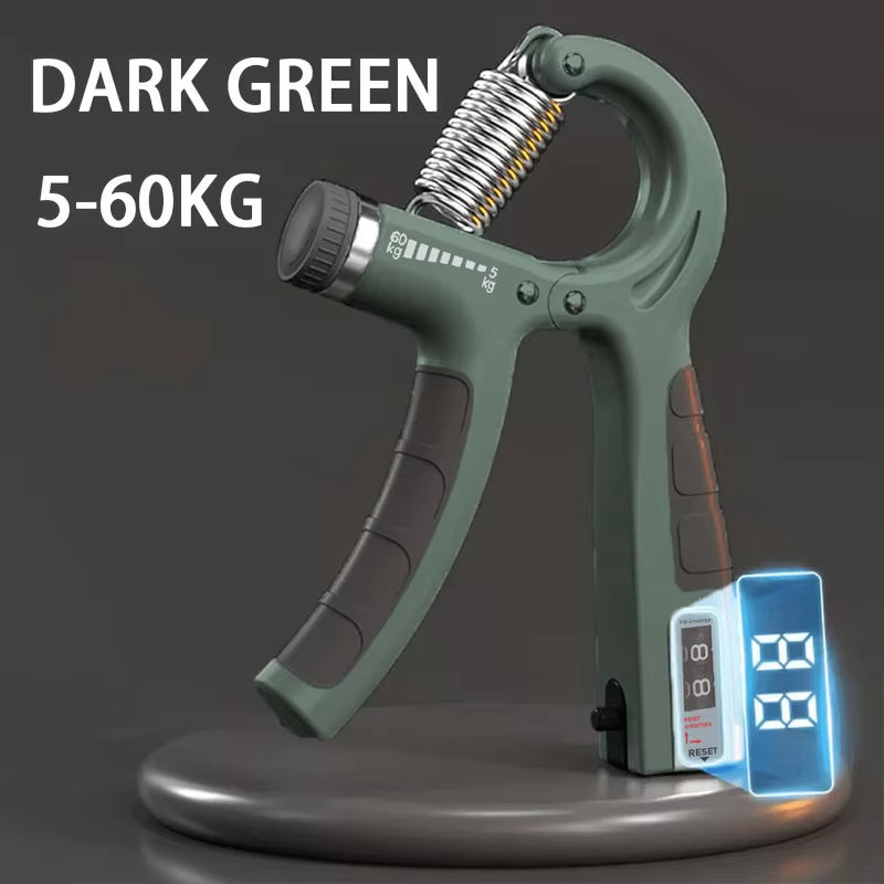 Hand Grip Ajustável 5-60kg com Contador em cor azul, ideal para treino de força das mãos e antebraços.