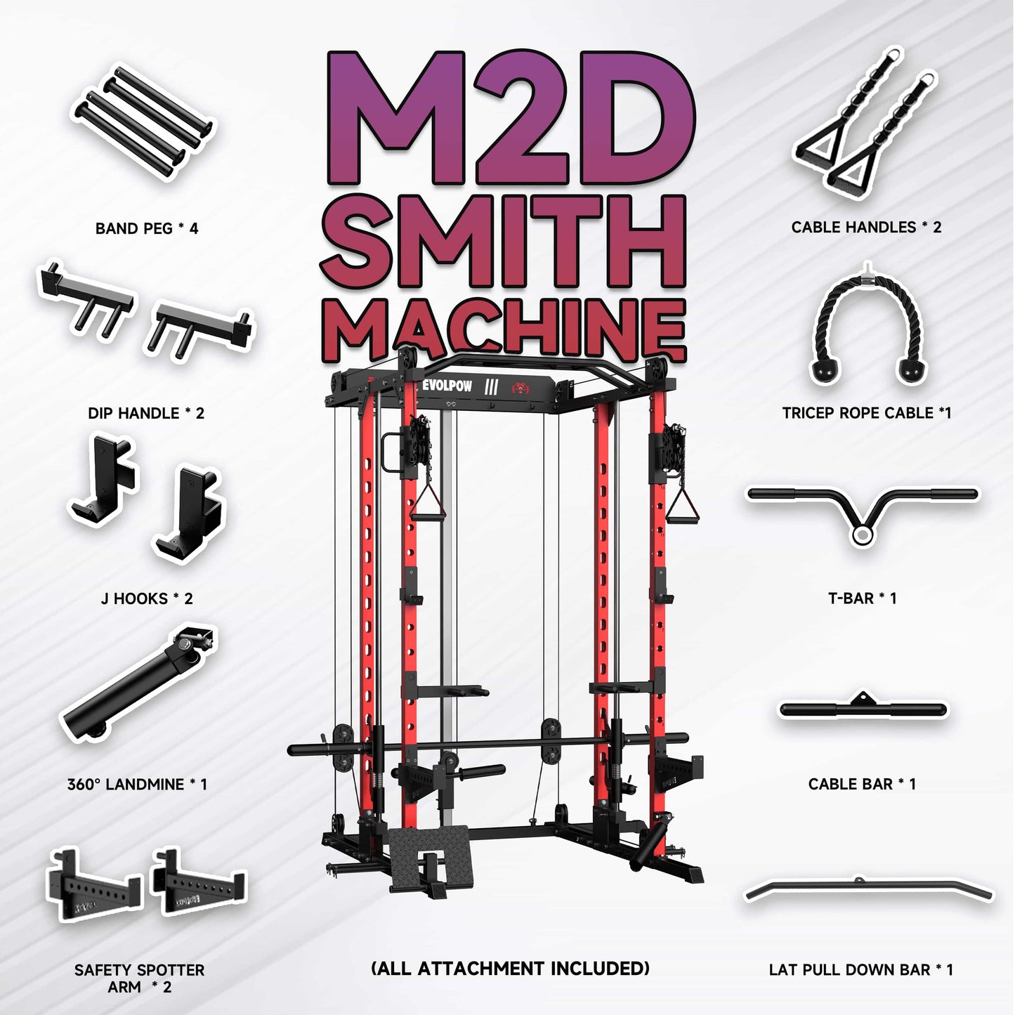 EVOLPOW M2D Brute All-In-One Smith Machine Home Gym