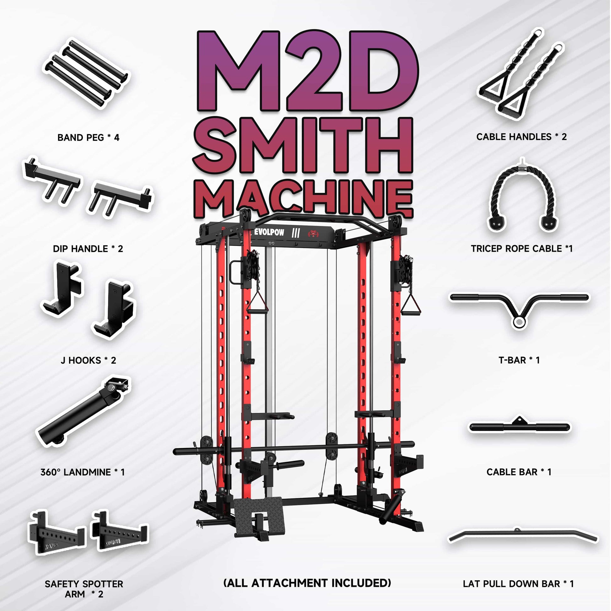 EVOLPOW M2D Brute All-In-One Smith Machine Home Gym