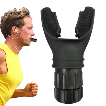 Dispositivo de treino respiratório com resistência ajustável, lung trainer com design ergonómico em silicone.