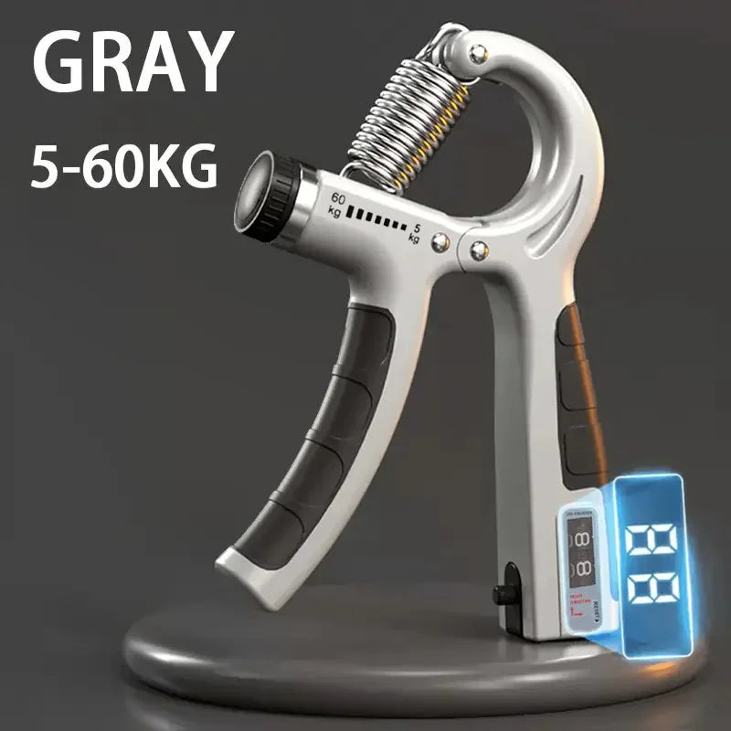 Hand Grip Ajustável 5-60kg com Contador em cor azul, ideal para treino de força das mãos e antebraços.