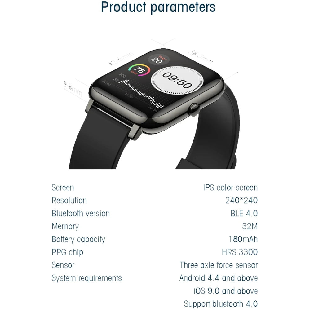 Smart watch fitness tracker com dial personalizado e configuração de mostradores em aplicativo HeroBand III.