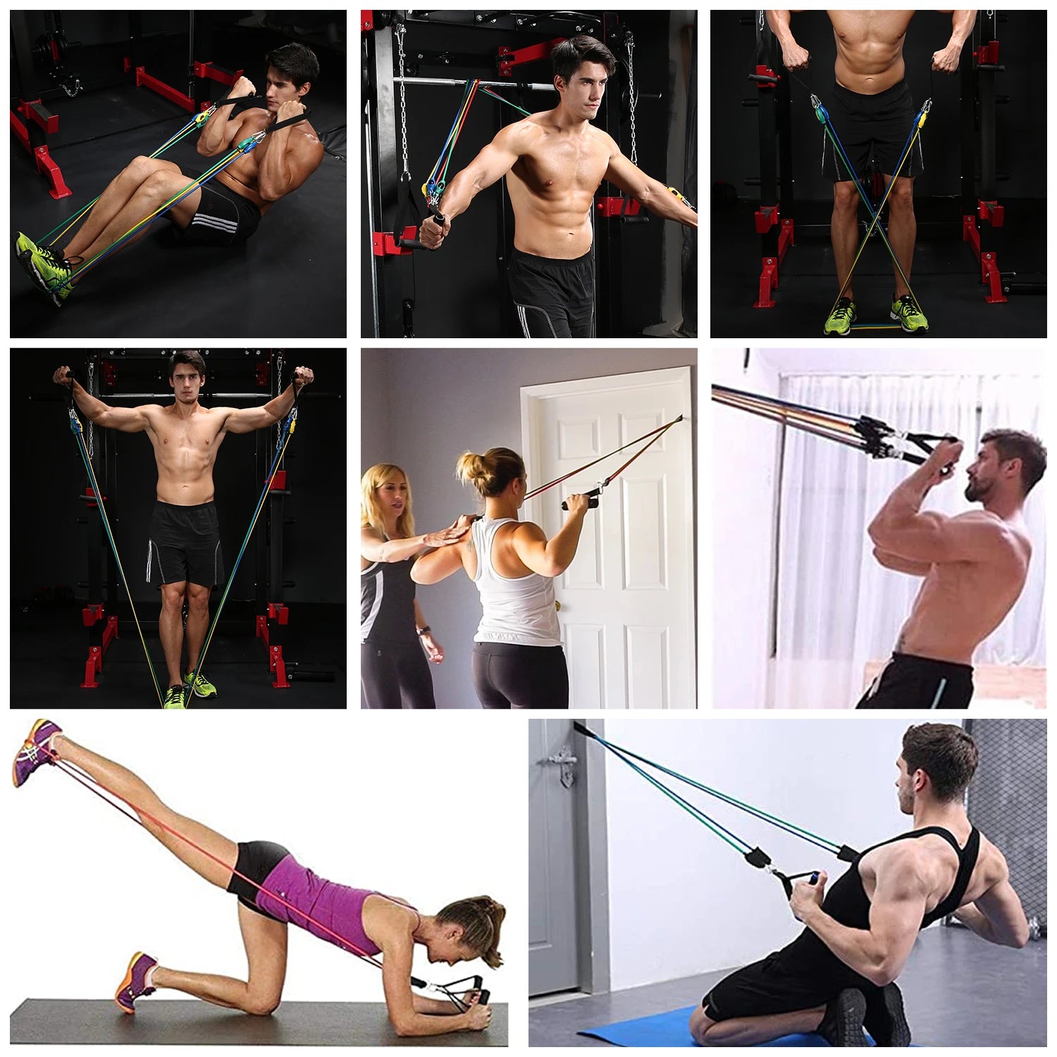 “resistance bands set for muscle training and home workout”