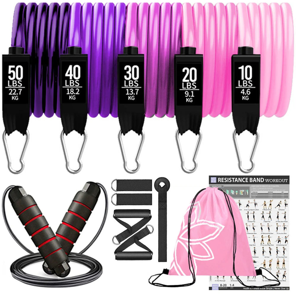 250Lb Resistance Bands Set Fitness Workout Gym Pull Rope Yoga Latex Tube Sports Elastic Booty Band Equipment for Home Gym Weight